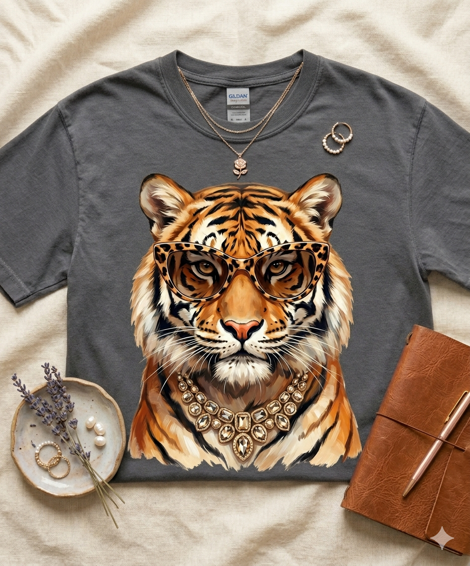 Tiger Portrait Tee — Regal Tiger Face Graphic T-Shirt