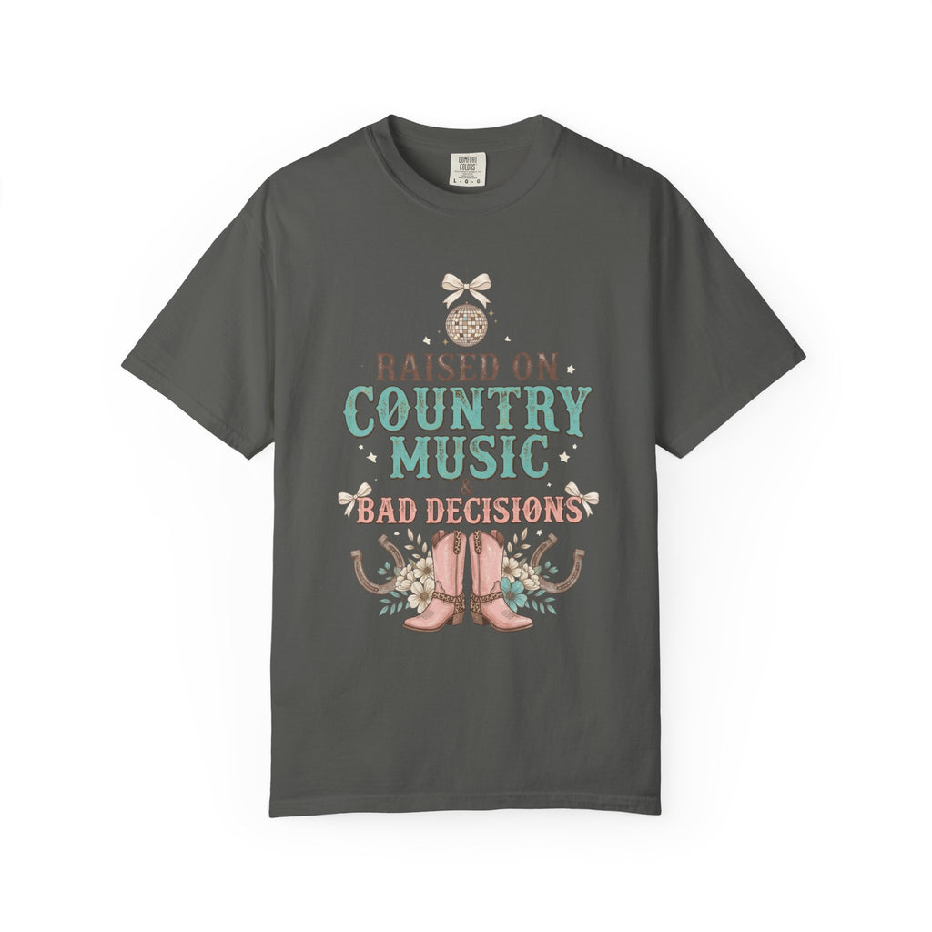 Country Music T-Shirt — "Raised on Country Music & Bad Decisions" Vintage Western Tee