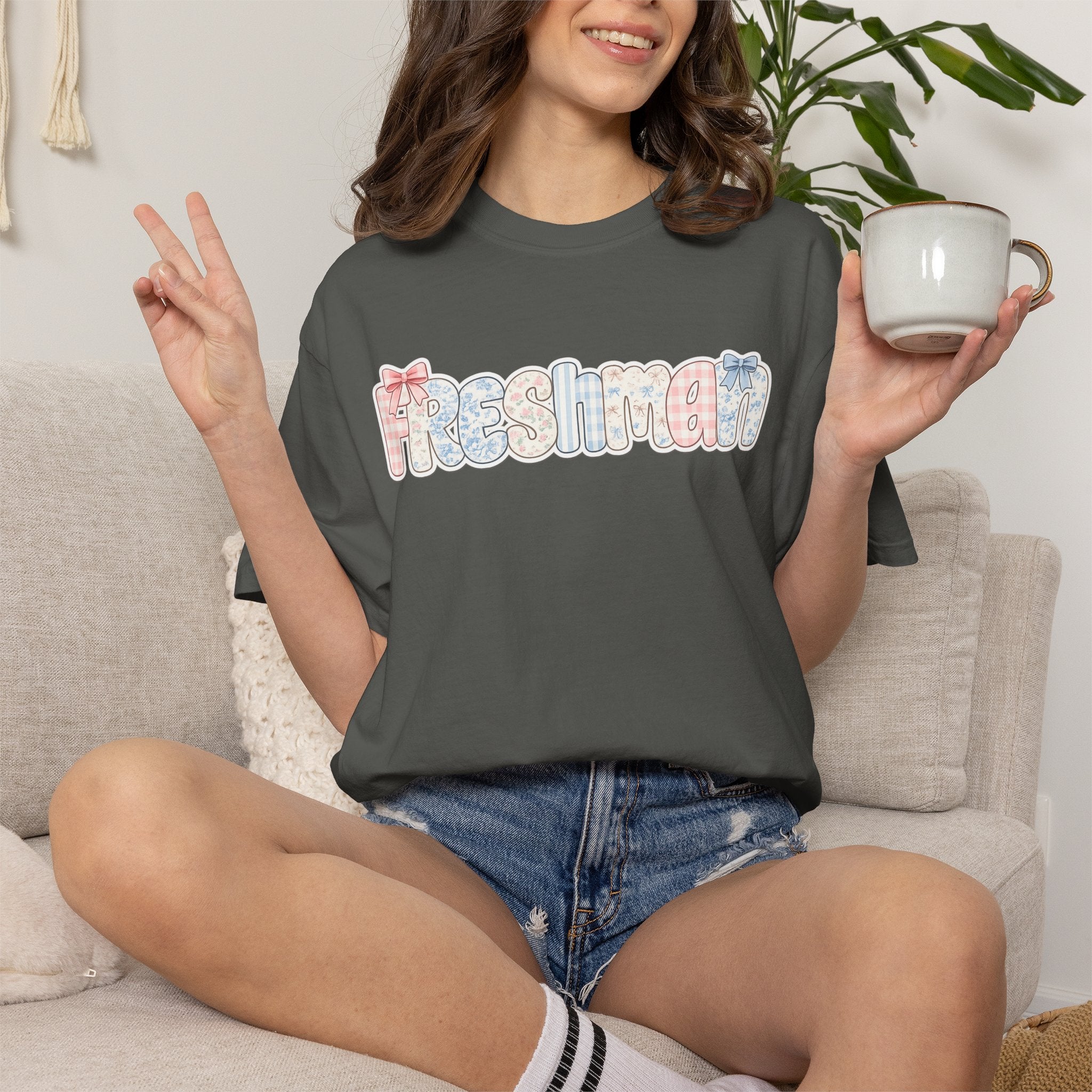 Freshman Floral Graphic T-Shirt — Back-to-School College Crew Tee